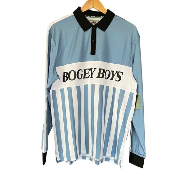 Bogey Boys Polo Shirt Striped Long Sleeve Golf Size Medium NEW - Picture 1 of 7